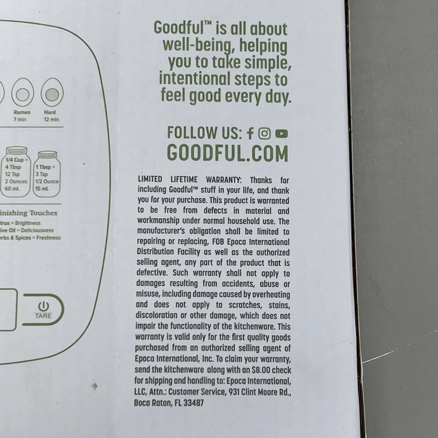 GOODFUL (2 PACK) Digital Food Scale Measures in G, oz/lbs, ML & fl oz Grey FS00-K002