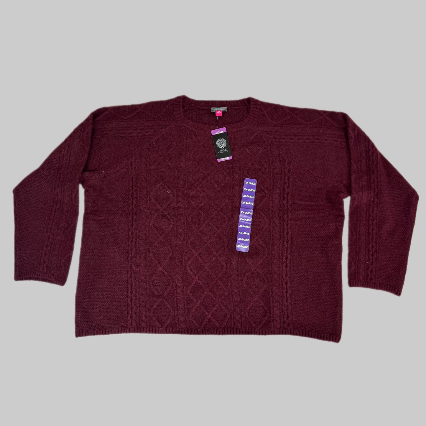 VINCE CAMUTO Cable Knit Sweater Women's Sz-XXL Wine SC2895