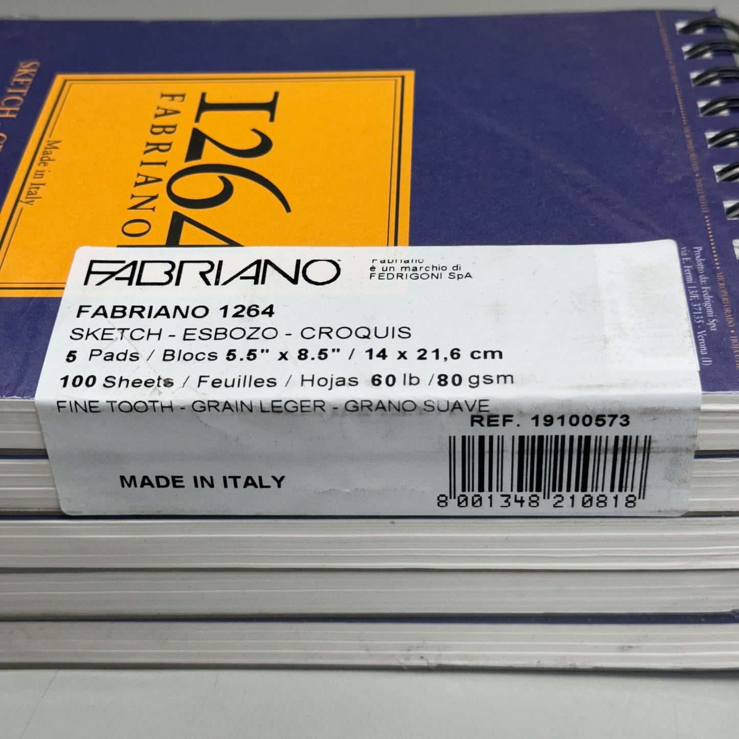 FABRIANO I264 Sketch Paper PADS (5 PACK) 5.5" x 8.5" Sketch Pad 100 Sheets each