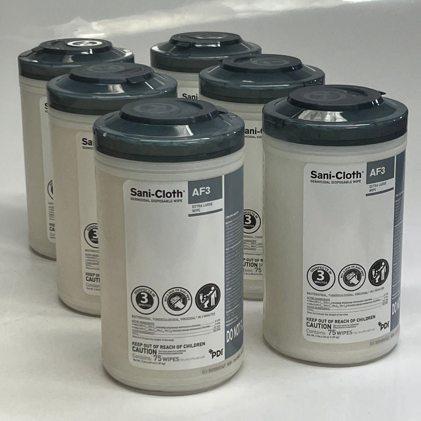 PDI (6 PACK, 75 WPES EACH) AF3 Sani-cloth Germicidal Disposable Wipes Sz Extra Large BB 10/27