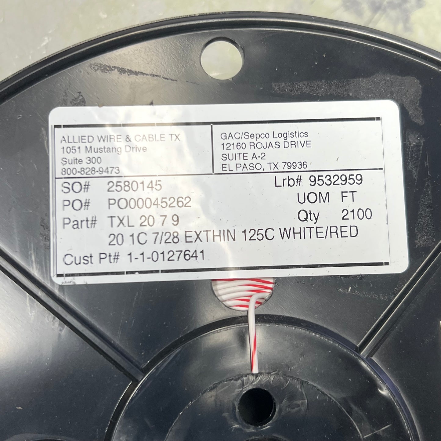 ZA@ AWC 20 AWG Stranded Wire White/Red 2100 ft. TXL 20 7 9