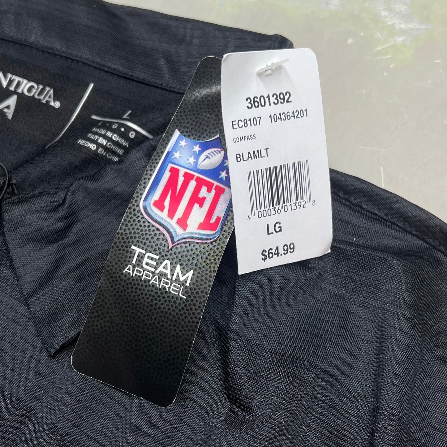 ANTIGUA Green Bay Packers NFL Team Apparel Polo Shirt Men's Sz L Black 3601392