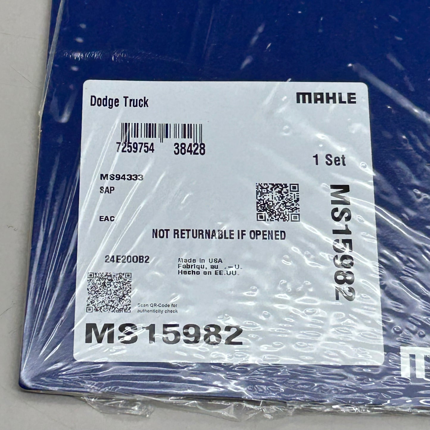 MAHLE Fuel Injection Plenum Gasket Replacement Part For Mitsubishi & Dodge MS15982