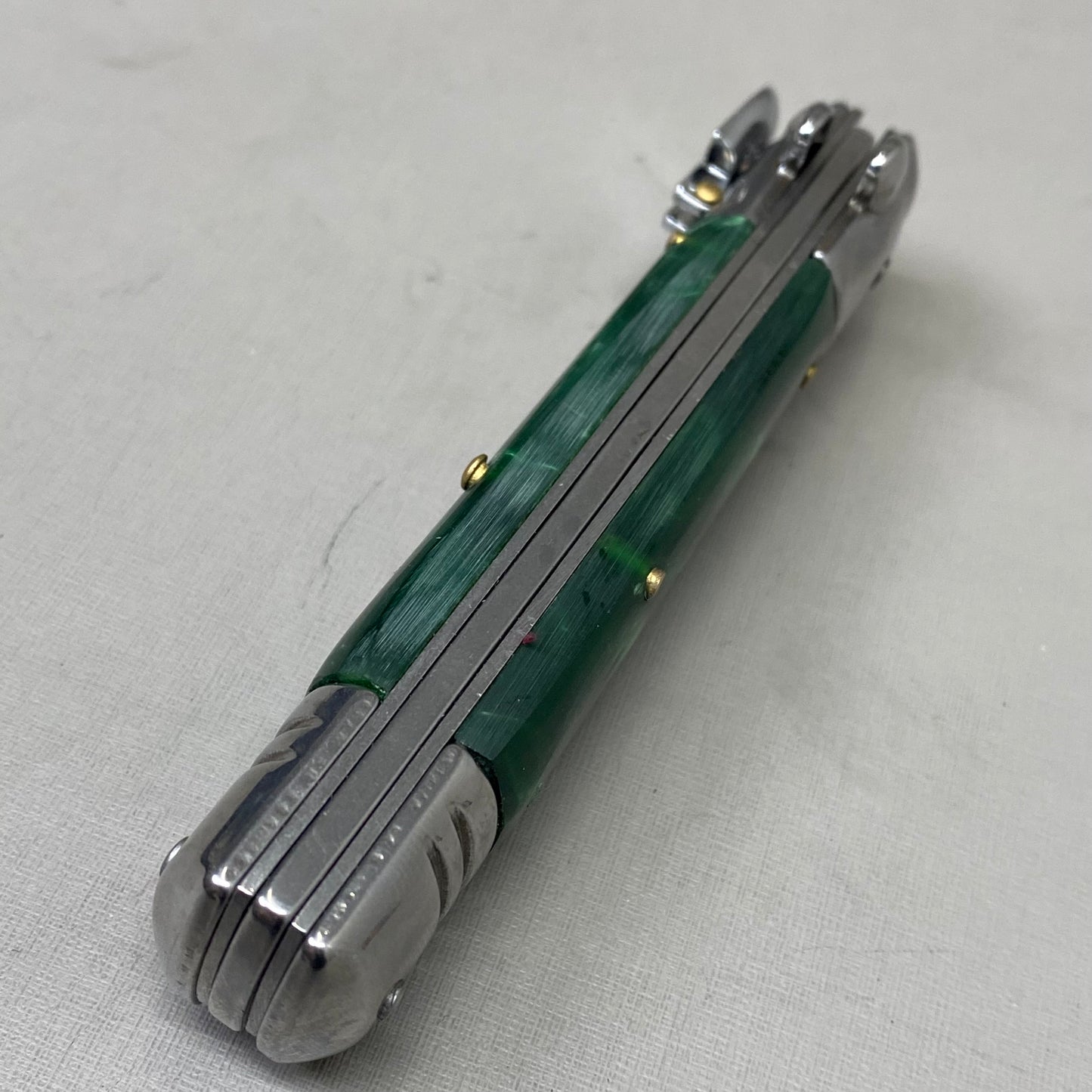 ZA@ ARMED FORCE TACTICAL Hand Crafted OTF Pocket Knife 3" Blade 7" Knife Green Marble ST-8GN