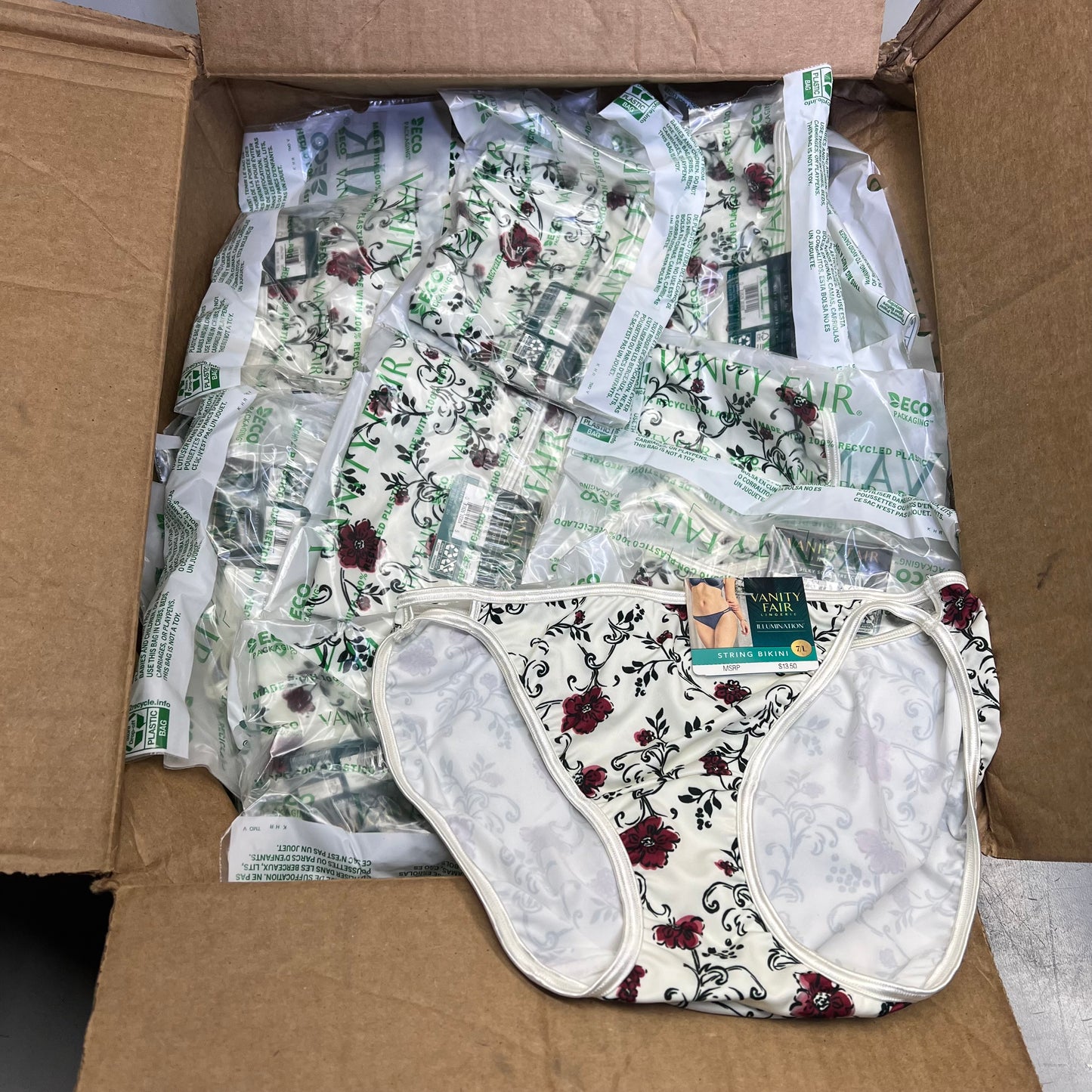 ZA@ VANITY FAIR Lot Of String Bikini Underwear Silk Soft Floral Pattern Women's Variety of Sizes Pink/White/Red/Green