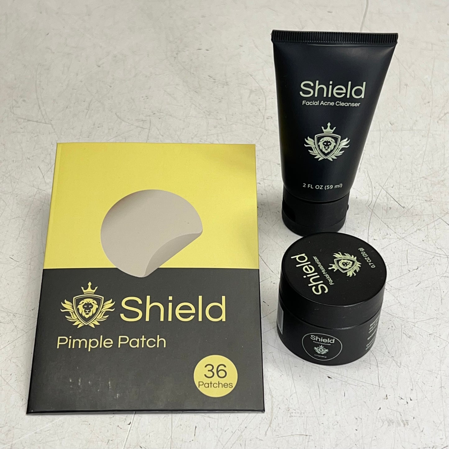 SHEILD (3 PIECE) Facial Acne Cleanser, Moisturizer & Patches Set Travel Size