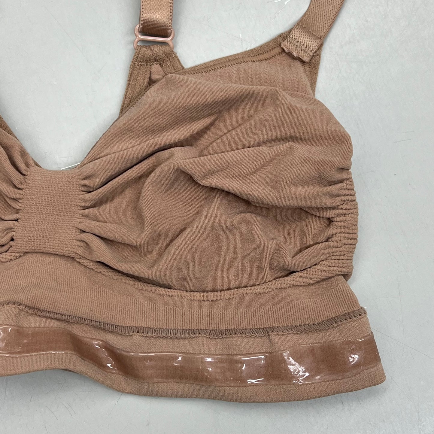 SKIMS Strong Support Seamless Bralette Pique Stitching Women's Sz L Sienna