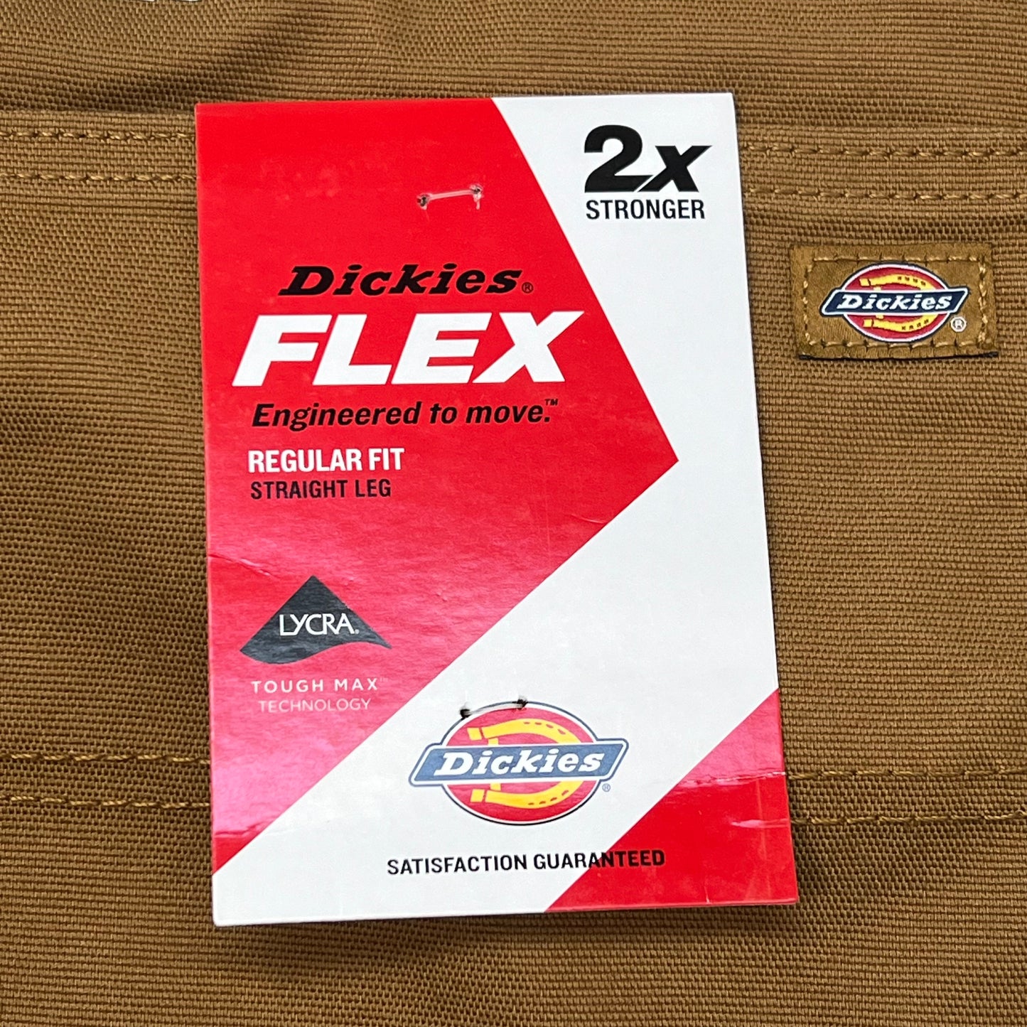 DICKIES Flex Regular Fit Double Knee Pant Men's Sz 34X34 Stonewashed Brown Duck