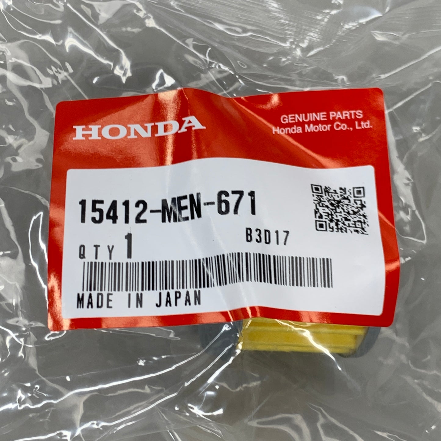 HONDA 2 PACK! Engine Oil Filter B3D17 15412-MEN-671 OEM