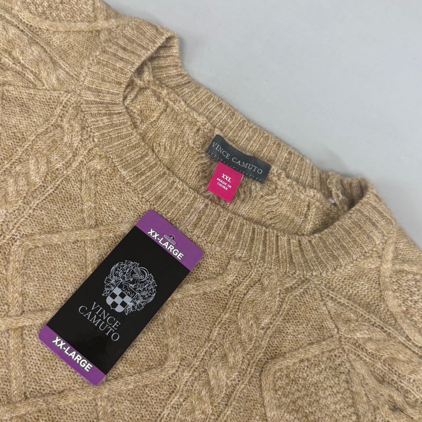 VINCE CAMUTO Cable Knit Sweater Women's Sz-XXL Latte Heather SC2895