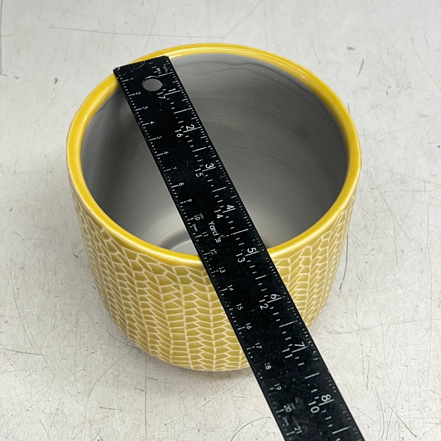 SILVER TREE Mini Fern Pattern Urn Shape Ceramic Plant Pot 6"x5.5" Yellow A11044