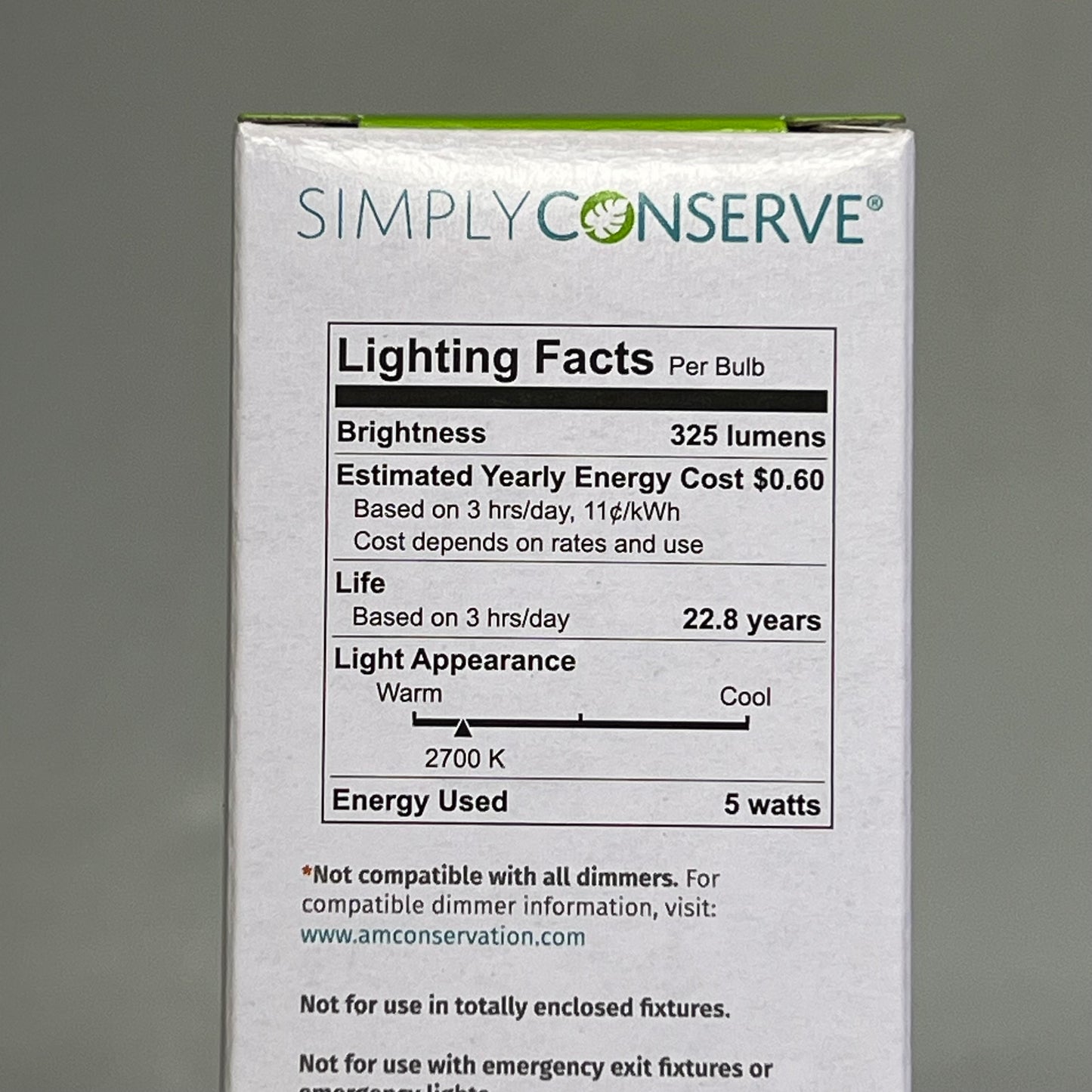 SIMPLY CONSERVE (3 PACK) LED Light Bulb Dimmable 40W Warm White L05LCDL2700K