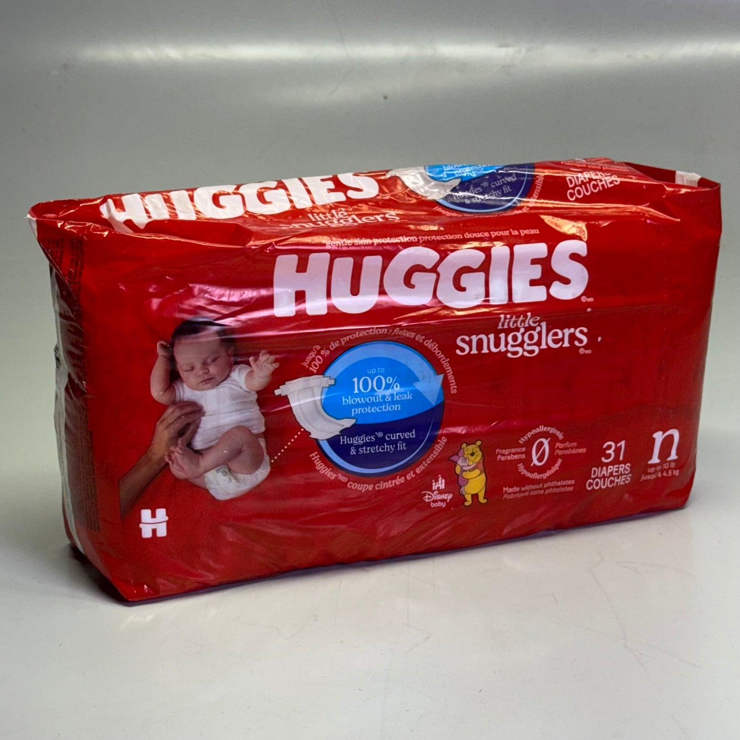 HUGGIES (62 DIAPERS) Little Snugglers Diaper Unisex Newborn, White