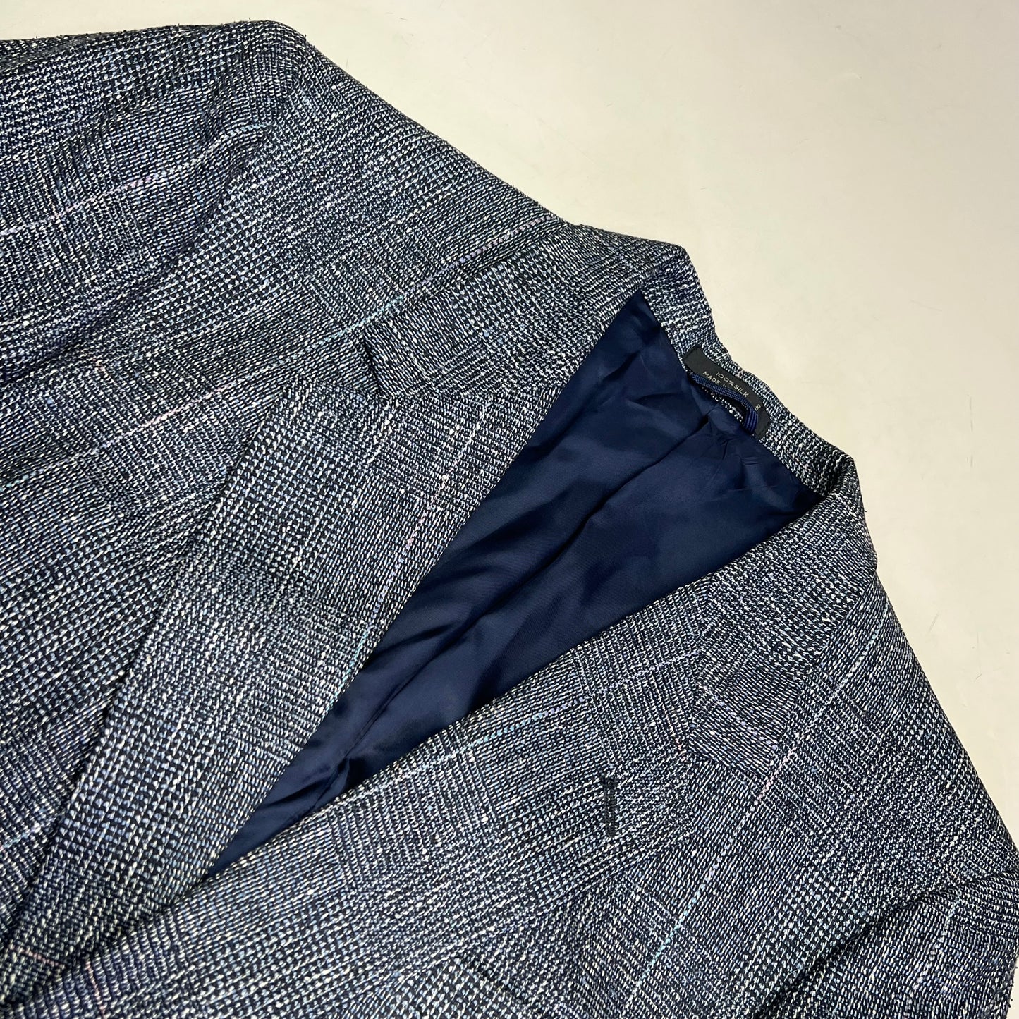 STAFFORD EXECUTIVE 100% Silk Blazer Salt & Pepper  Men's Sz 42R Blue/Black