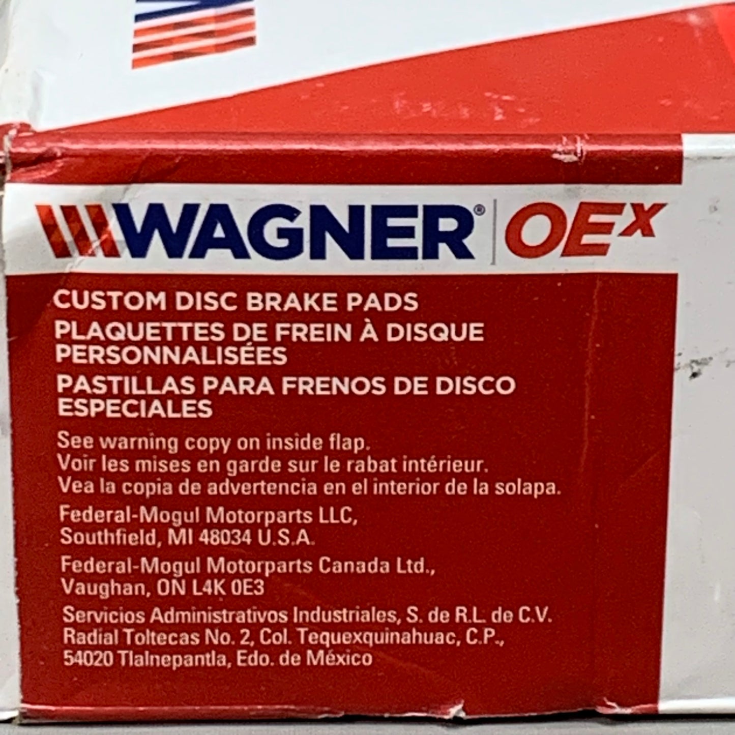 WAGNER OEx Disc Front Brake Pad Set 7" x 3" Grey OEX1047