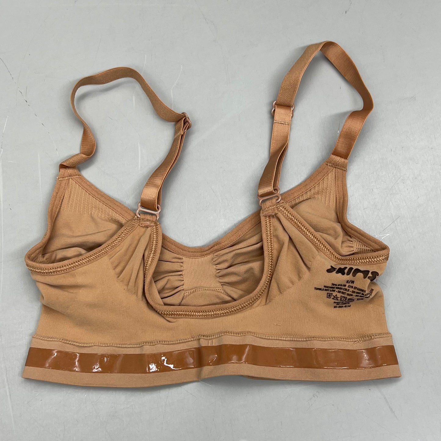 SKIMS Strong Support Seamless Bralette Pique Stitching Women's Sz S Bronze