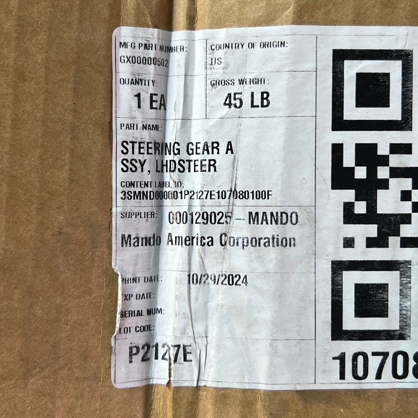 TESLA Electric Power Steering Rack Sz 60" L, Silver & Black 107080100F