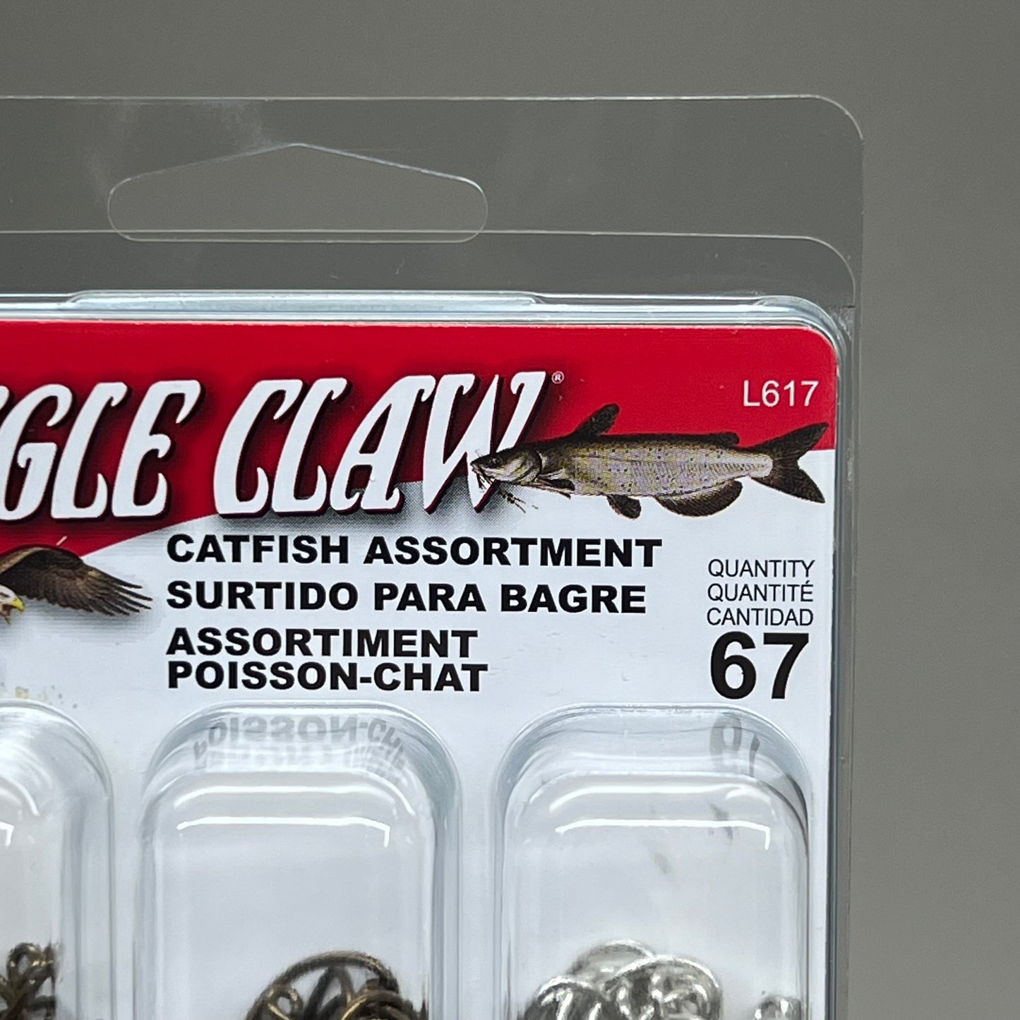 EAGLE CLAW (3 PACK) Wide Catfish Assortment Hooks Size Range From #4-1/0 67pc L617