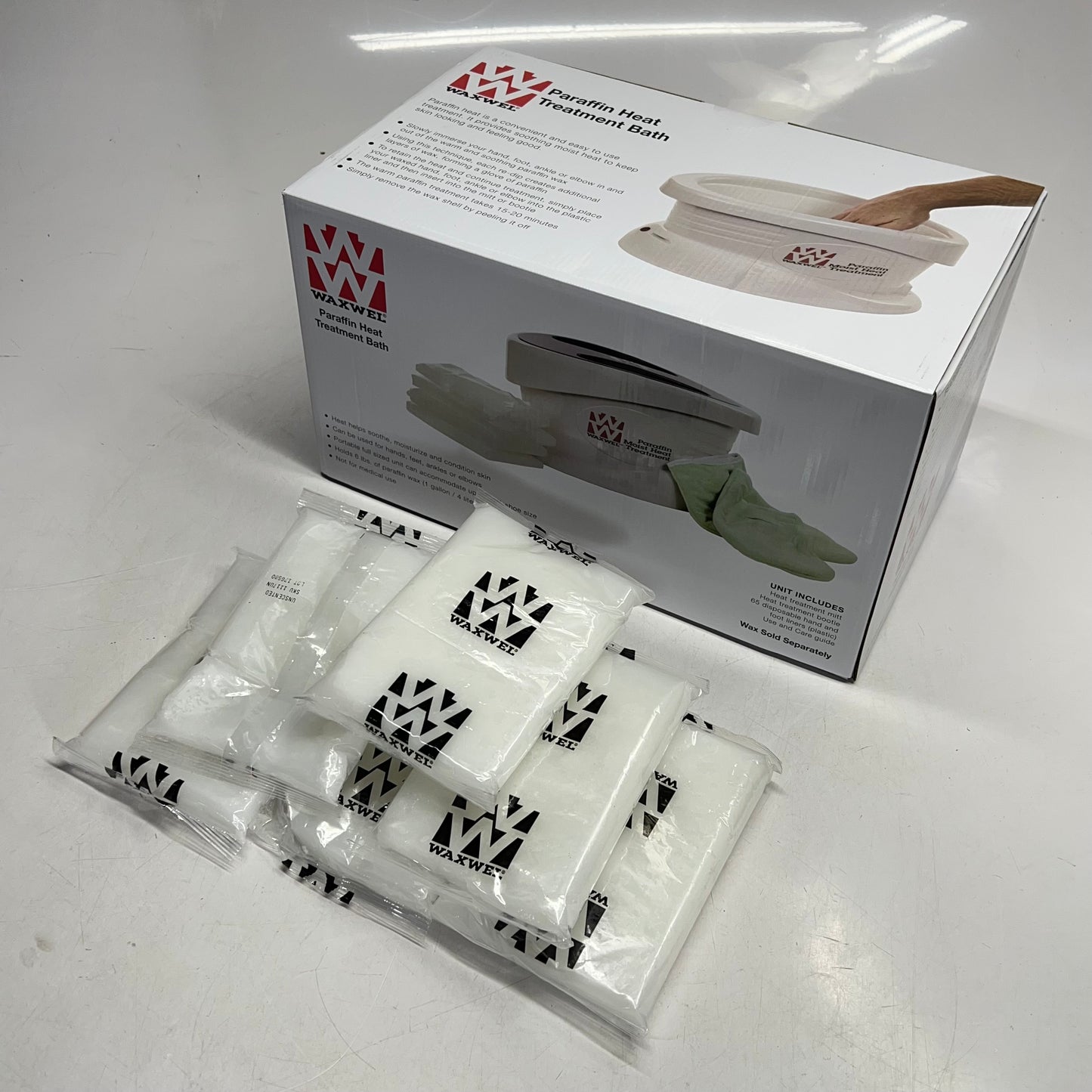 WAXWEL Paraffin Bath Set W/ Extra Wax  18"x12"x13" Tank - 125 - 134°F White