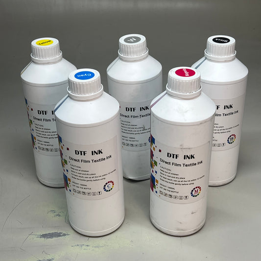 DTF INK Assorted Direct To Film Printing Ink, Powder & Roll Kit Assorted Colors (White Bottle Has Little Hole)