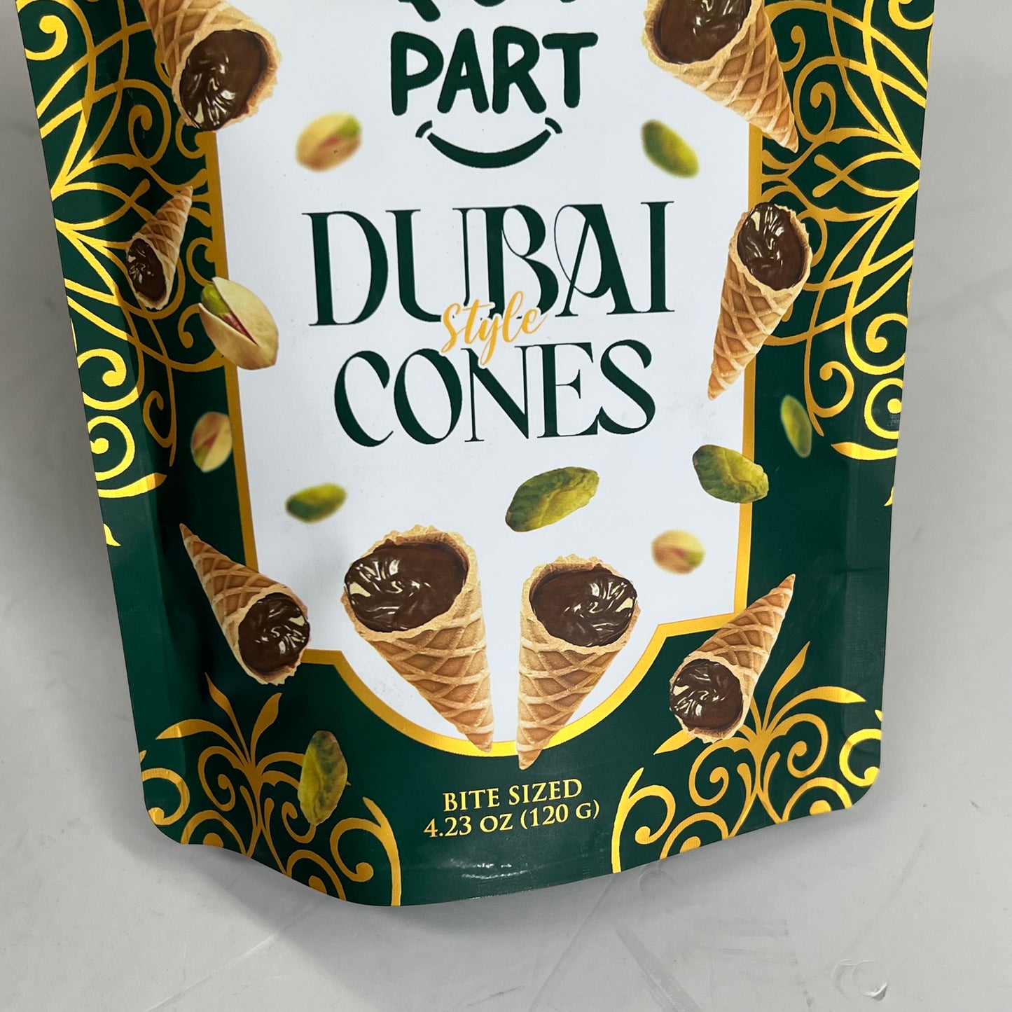 JUST THE FUN PART (6 PACK) Dubai Style Cones Bite Sized Treats 4.23 oz  BB 02/28