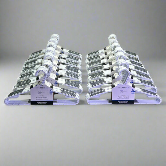 MAINSTAYS (140 Pcs) Non-Slip Clothes Hangers, White Durable Plastic White MS12-016-200-03