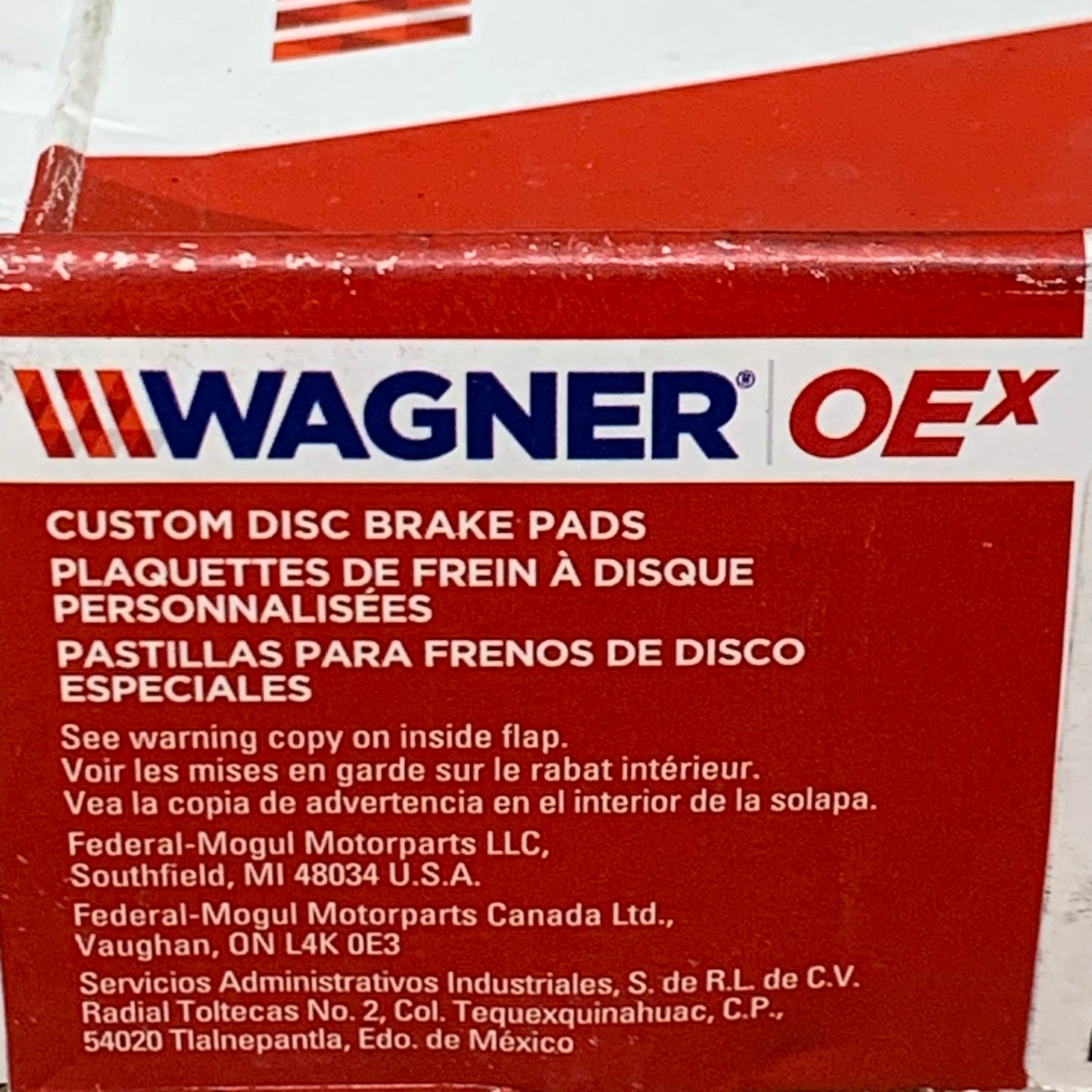 WAGNER OEx Premium Ceramic Disc Brake Pad Set 7" x 3" Grey OEX1611