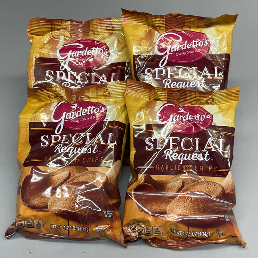 ZA@ GARDETTO'S (5 PACK, 4.75 oz Each) Special Request Garlic Chips BB 04/25