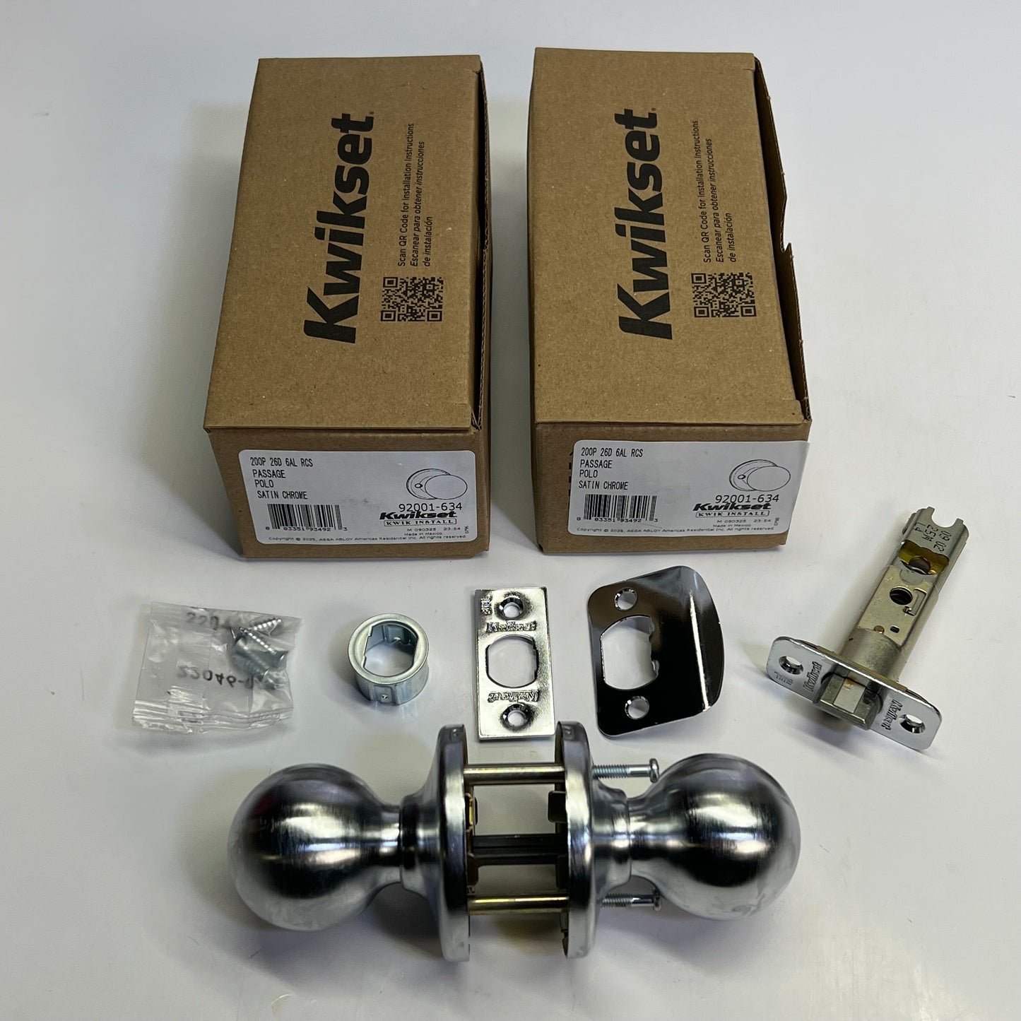 ZA@ KWIKSET (2 PACK) Polo Passage Satin Chrome 92001-634