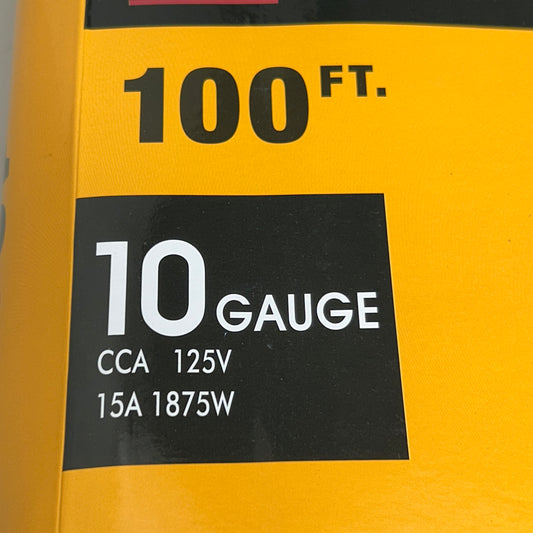 HOME ELECTRICAL ACCESSORIES  Heavy Duty Outdoor/Indoor Extension Cord 10 Gauge, 100' SJTW-3Yellow