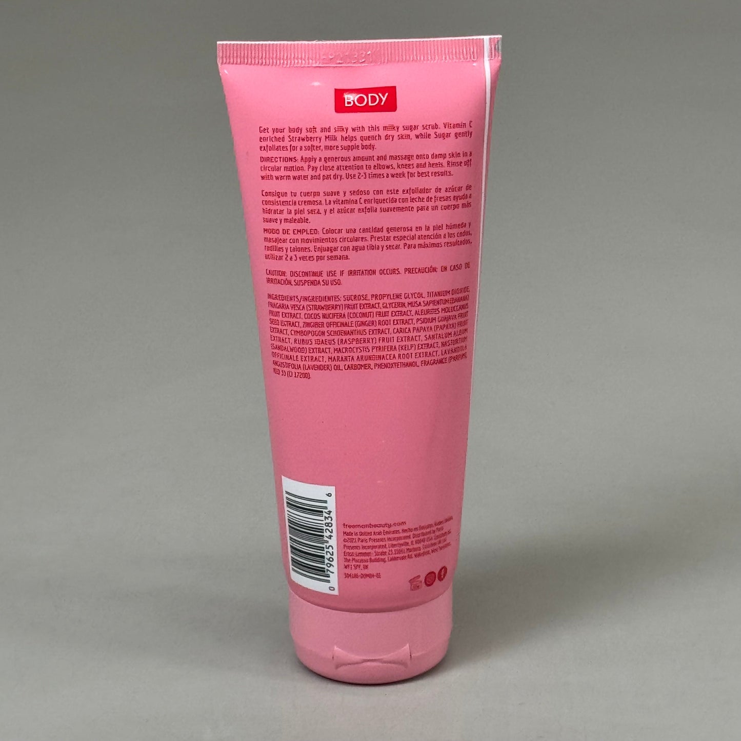 ZA@ FREEMAN (2 PACK) Hydrating Body Sugar Scrub Strawberry Milk Scent 6 fl oz A