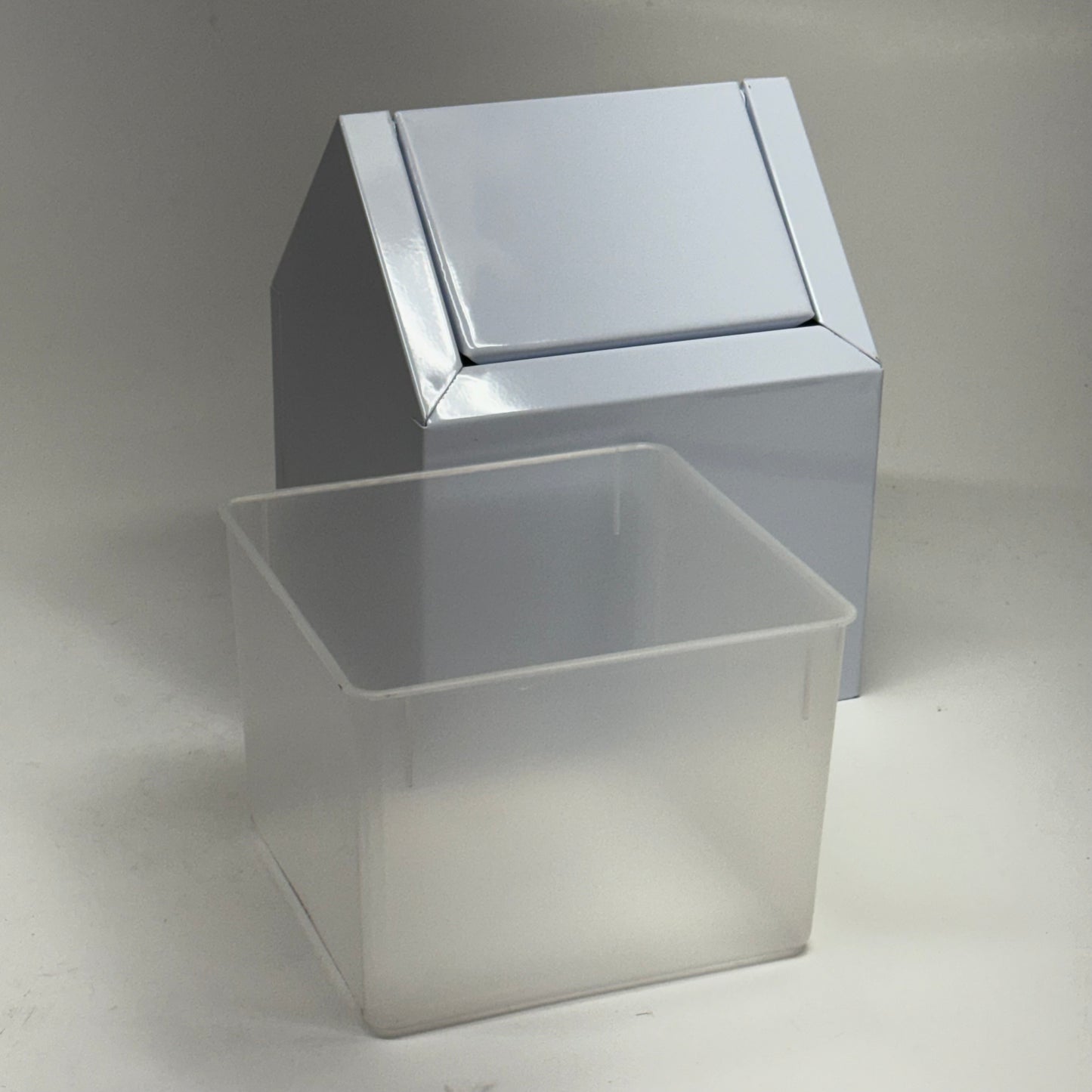 HOSPECO Double Entry Swing Door Waste Receptacle Sz 9"W x 9"L x 12"H, White 2201