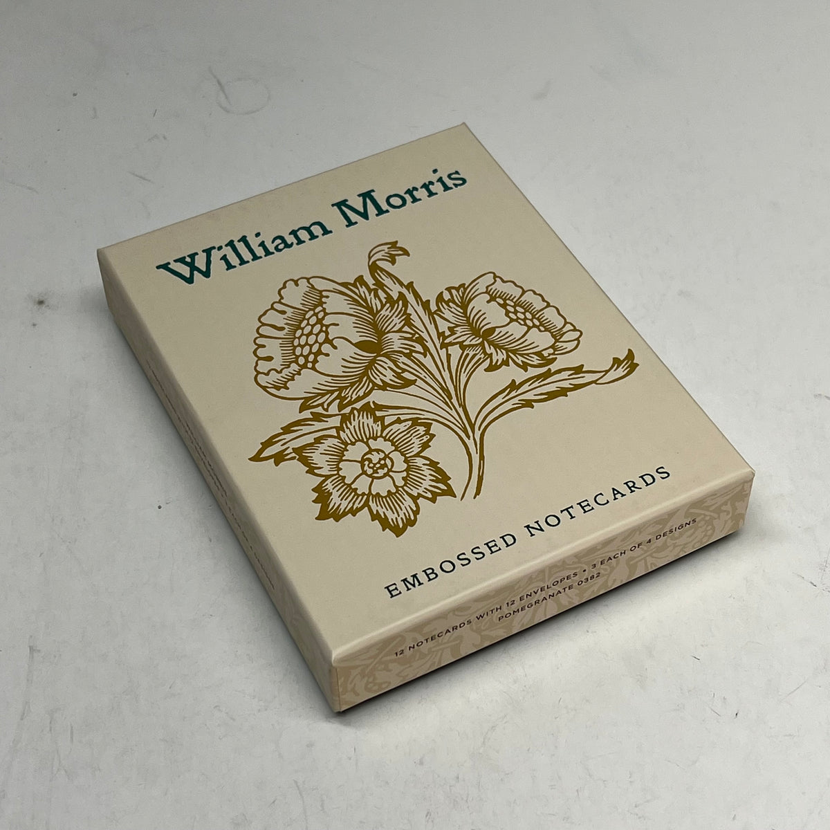 WILLIAM MORRIS (12 PACK) Embossed Notecards Floral Designs 4x6" White 0382