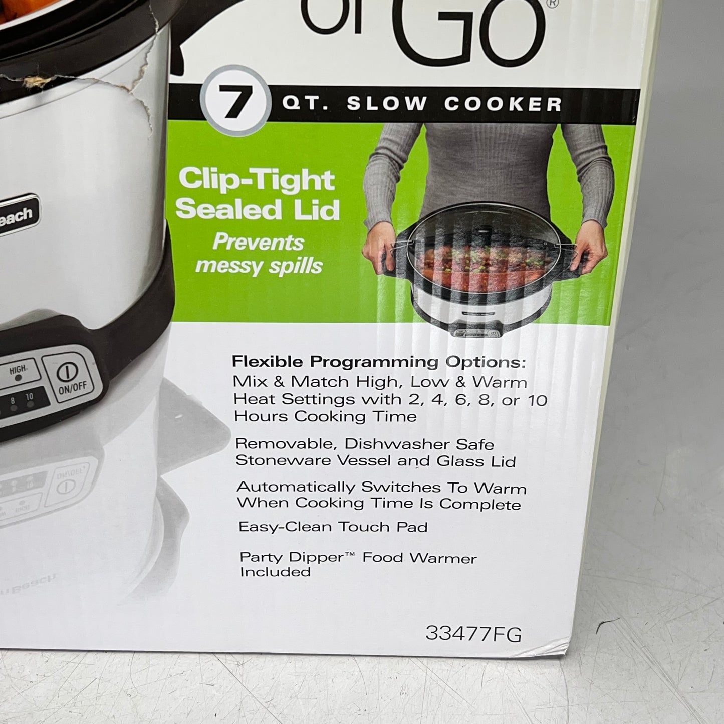 HAMILTON BEACH Stay or Go Programmable Slow Cooker W/ Party Dipper 7 qt 33477FG