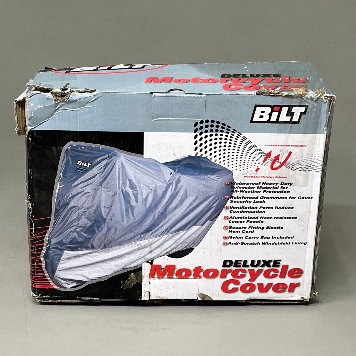 BILT Deluxe Motorcycle Cover Waterproof Nylon Zippered Case Polyurethane Coated