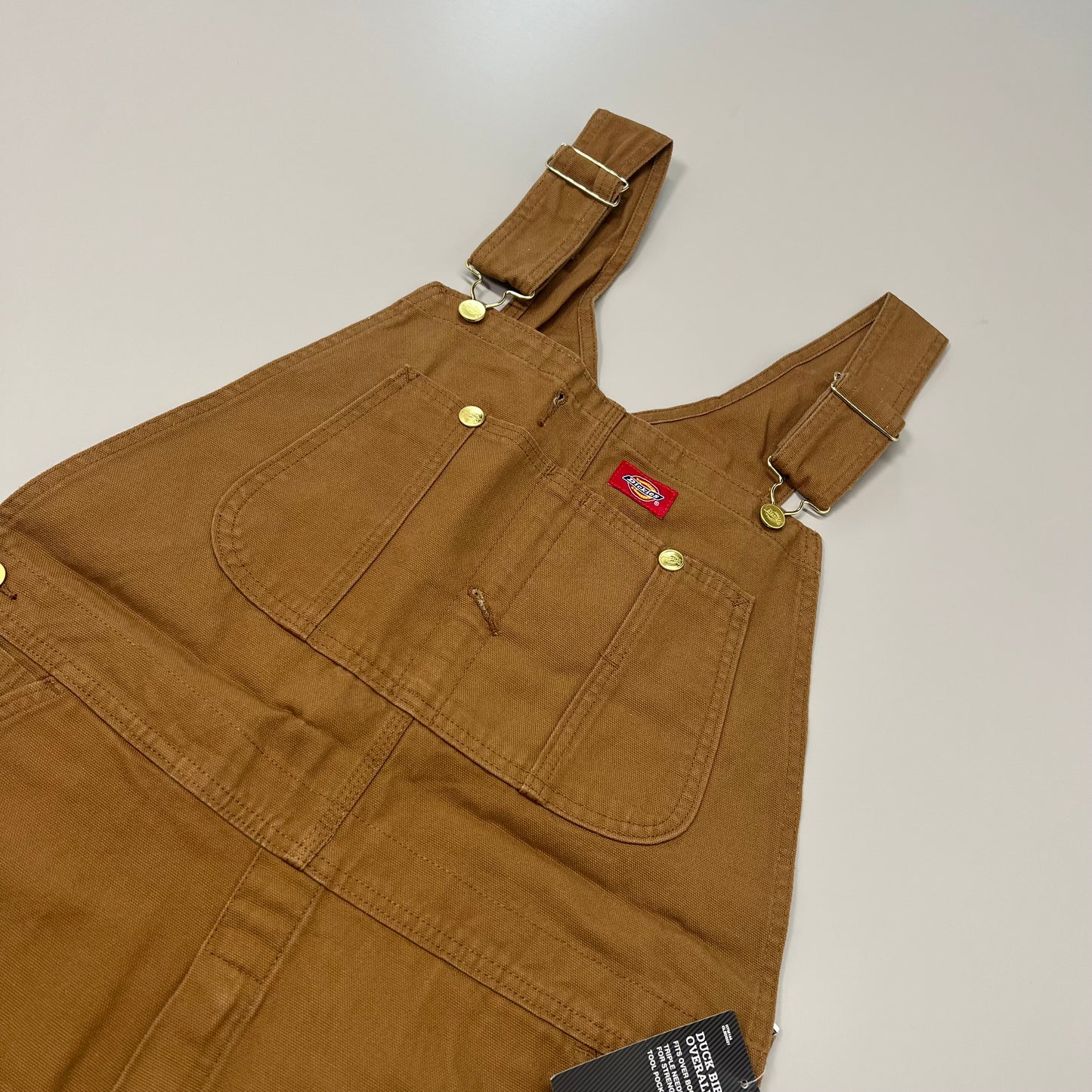 DICKIES Classic High Back Duck Bib Overall Mens 32X30 Rinsed Brown Duck DB100RBD