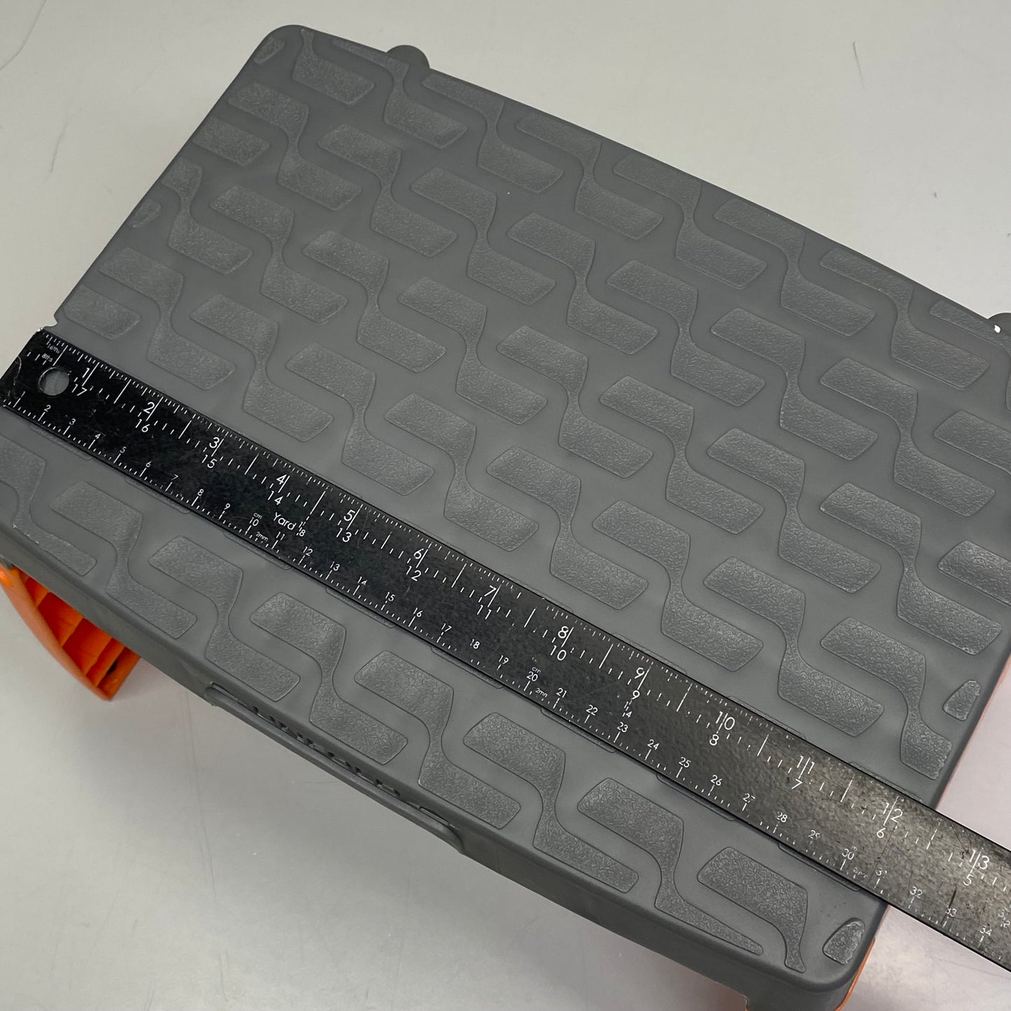 COSCO Folding Step Stool Plastic 12.5"L x 8.5"W x 8"H Orange & Grey 11903BGO1E
