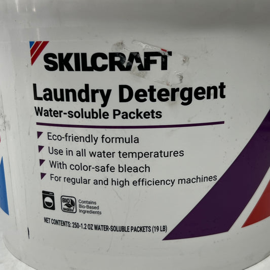 SKILCRAFT Abilityone Powder Laundry Detergent 250 Packets 19 Lb Bucket