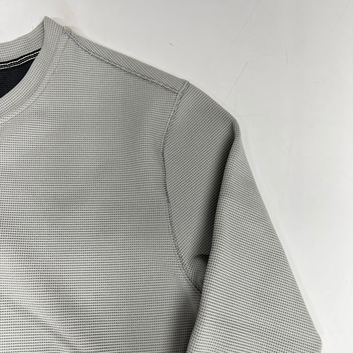 THOMAS STERLING Waffle Knit Half Button Up Long Sleeve Shirt Men's Sz S Grey