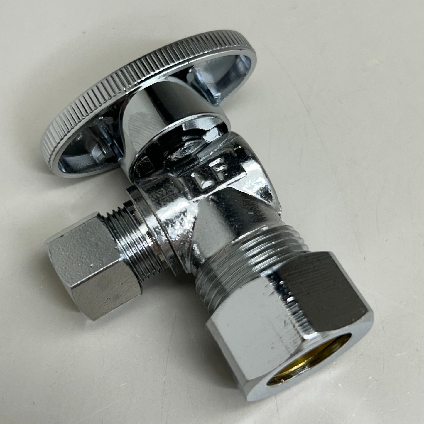 PLUMBSHOP (3 Pack) Turn Angle Water Stop 1/2"x3/8" Chrome PLB100