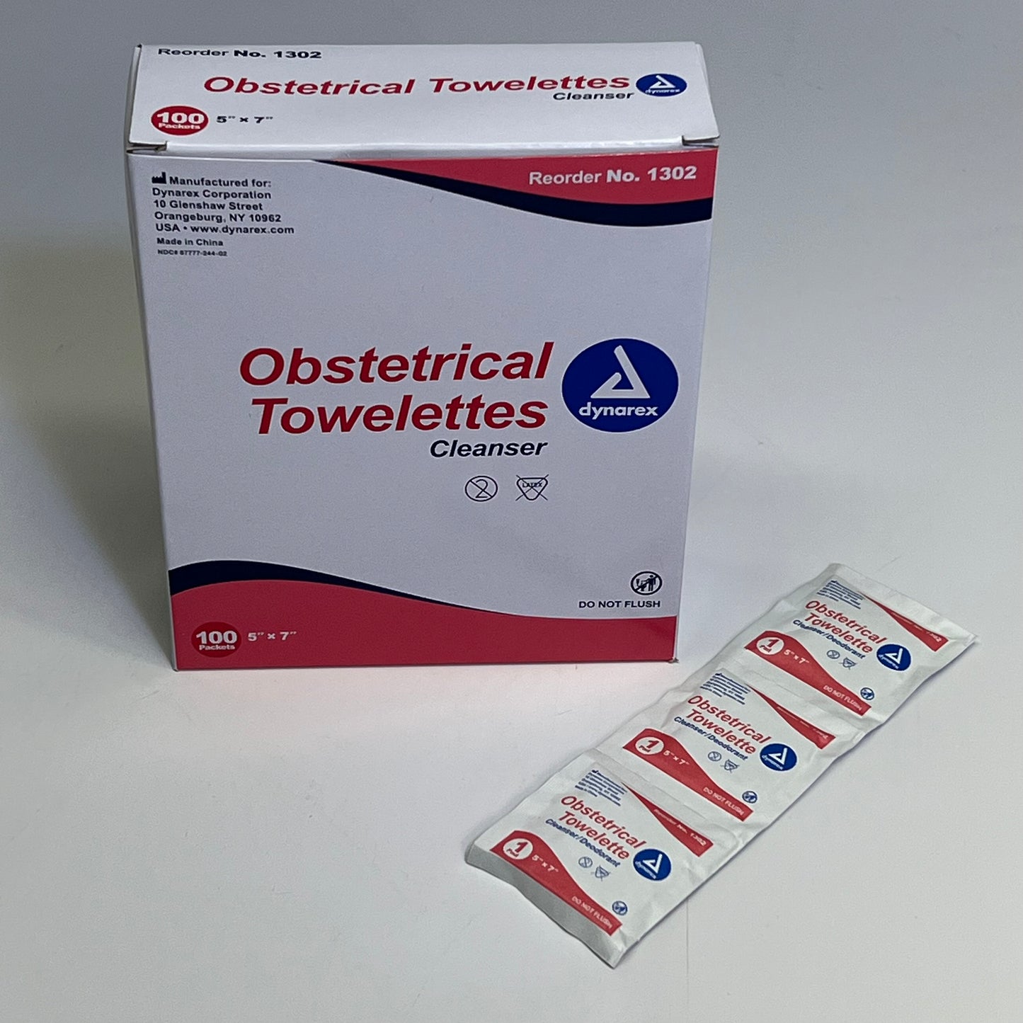 ZA@ DYNAREX (5 PACK, 100 EACH) Obstetrical Cleansing Towelettes 5"x7" White 1302 BB 03/29 C