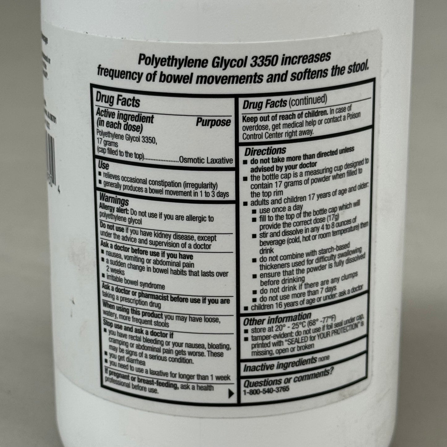 GERI CARE (2 Pack, 30 Doses Each) Polyethylene Gycol Powder For Solution Osmotic Laxative 17.9oz
