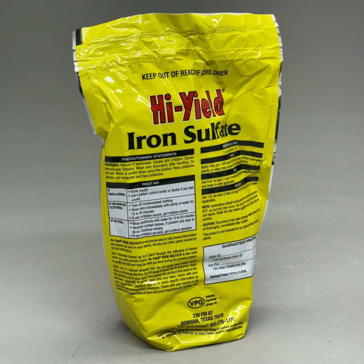 HI-YIELD Iron Sulfate (4 POUNDS) Covers 1,000 Sq Ft 32340-0720-YS