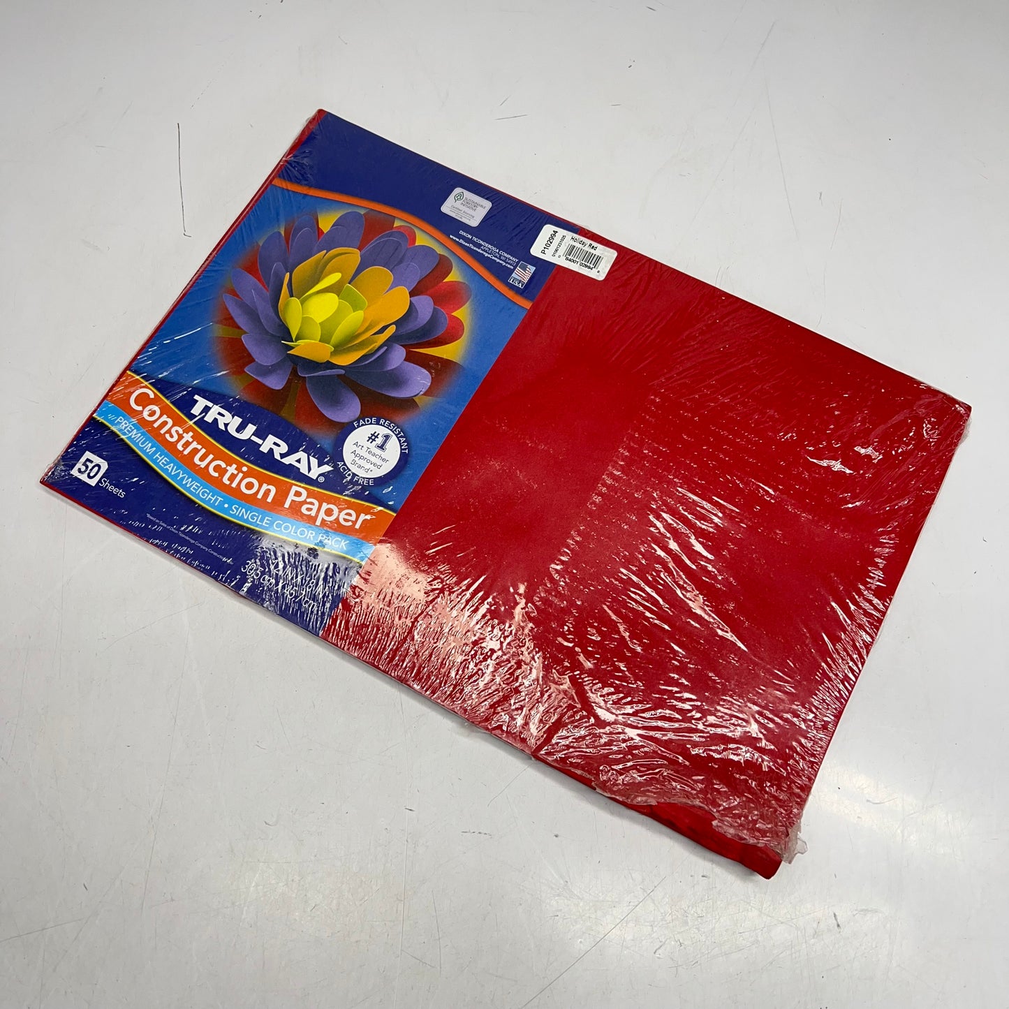 ZA@ TRU-RAY (3 PACK, 50 SHEETS EACH) Premium Construction Paper 12"x18" Holiday Red P102994 (As-Is)