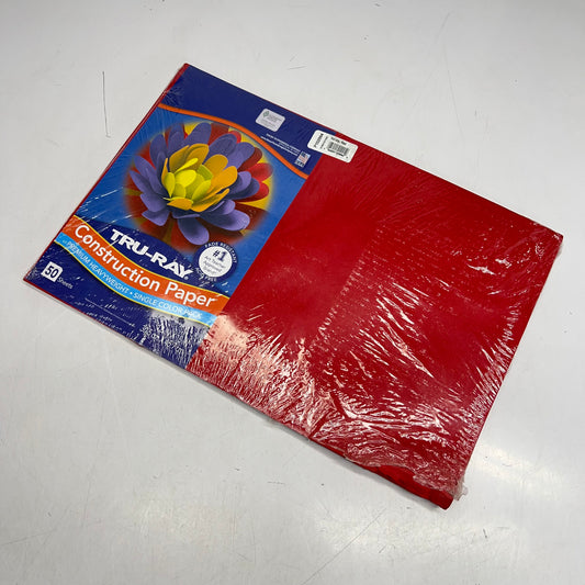 ZA@ TRU-RAY (3 PACK, 50 SHEETS EACH) Premium Construction Paper 12"x18" Holiday Red P102994 (As-Is)