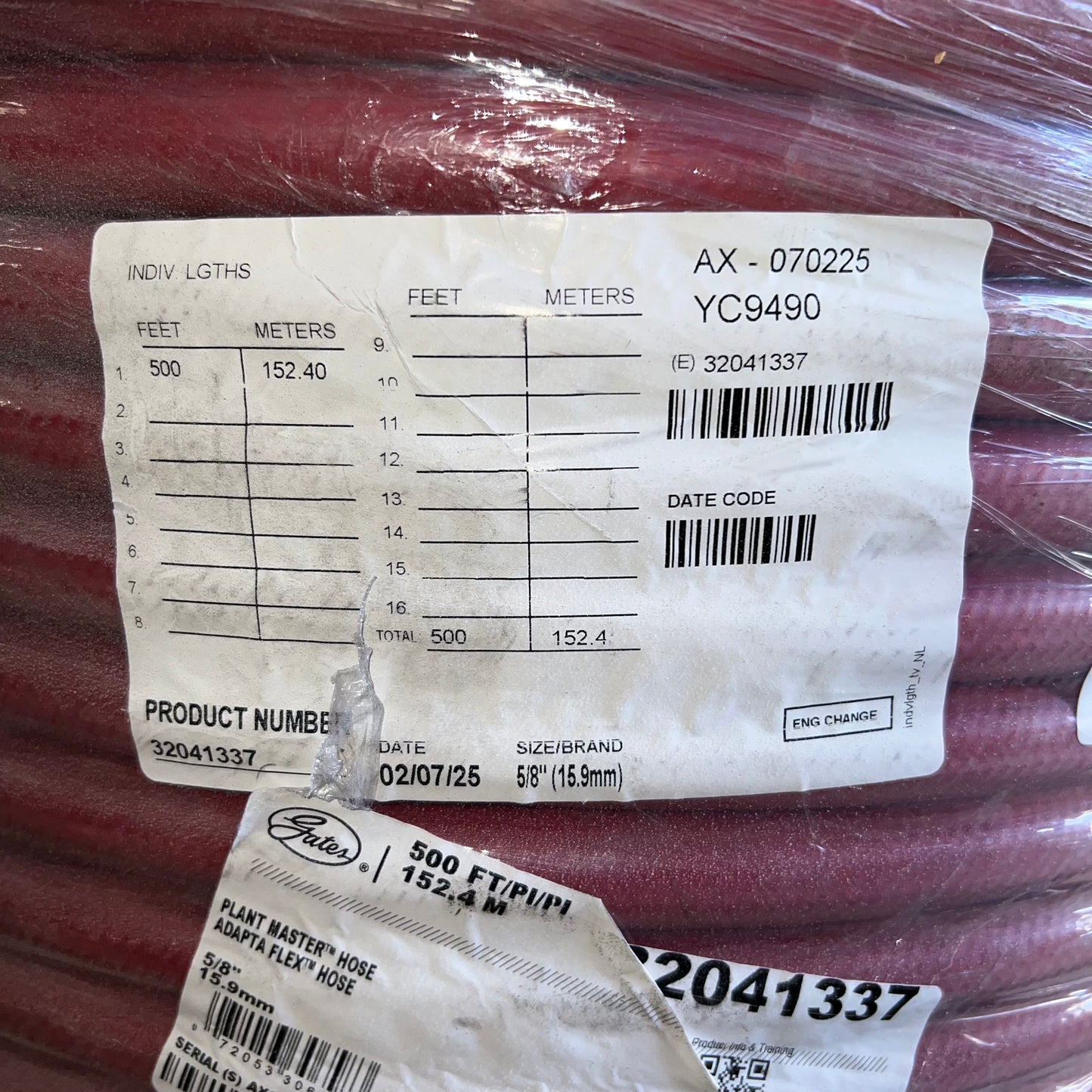 GATES Plant Master Hose Adapta Flex Hose 5/8"D x 500 ft Red AXG503643