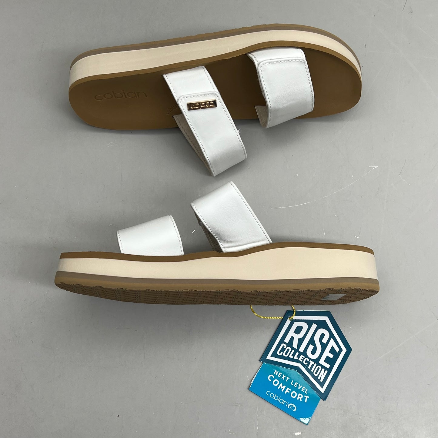 COBIAN Dana Rise Elevated Flatform Style Slide Women's Sz 9 White DNA24-100-09