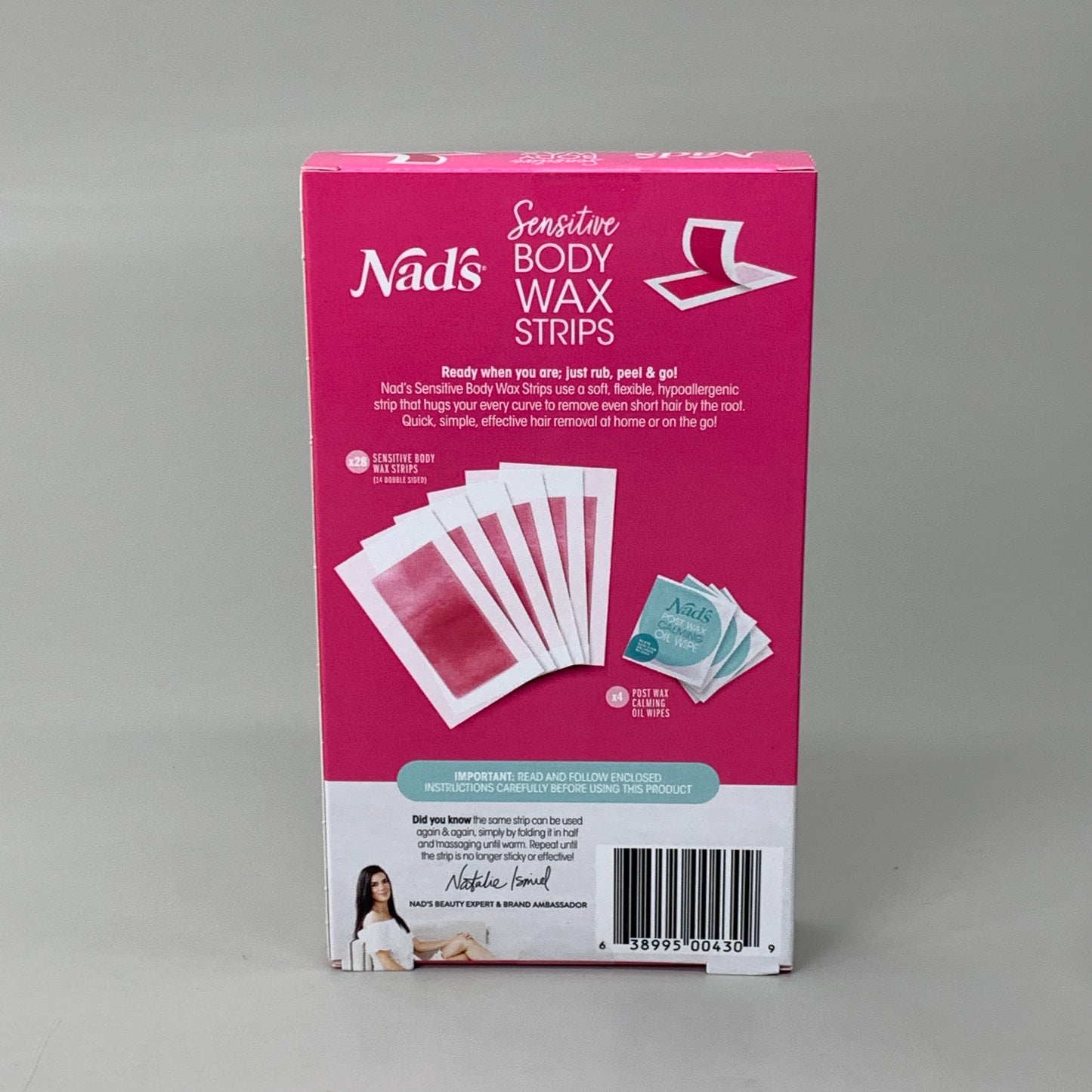 NADS 3 PK Sensitive Body Wax Strips Soothing Chamomile Extract and Sunflower Oil 4309EN06