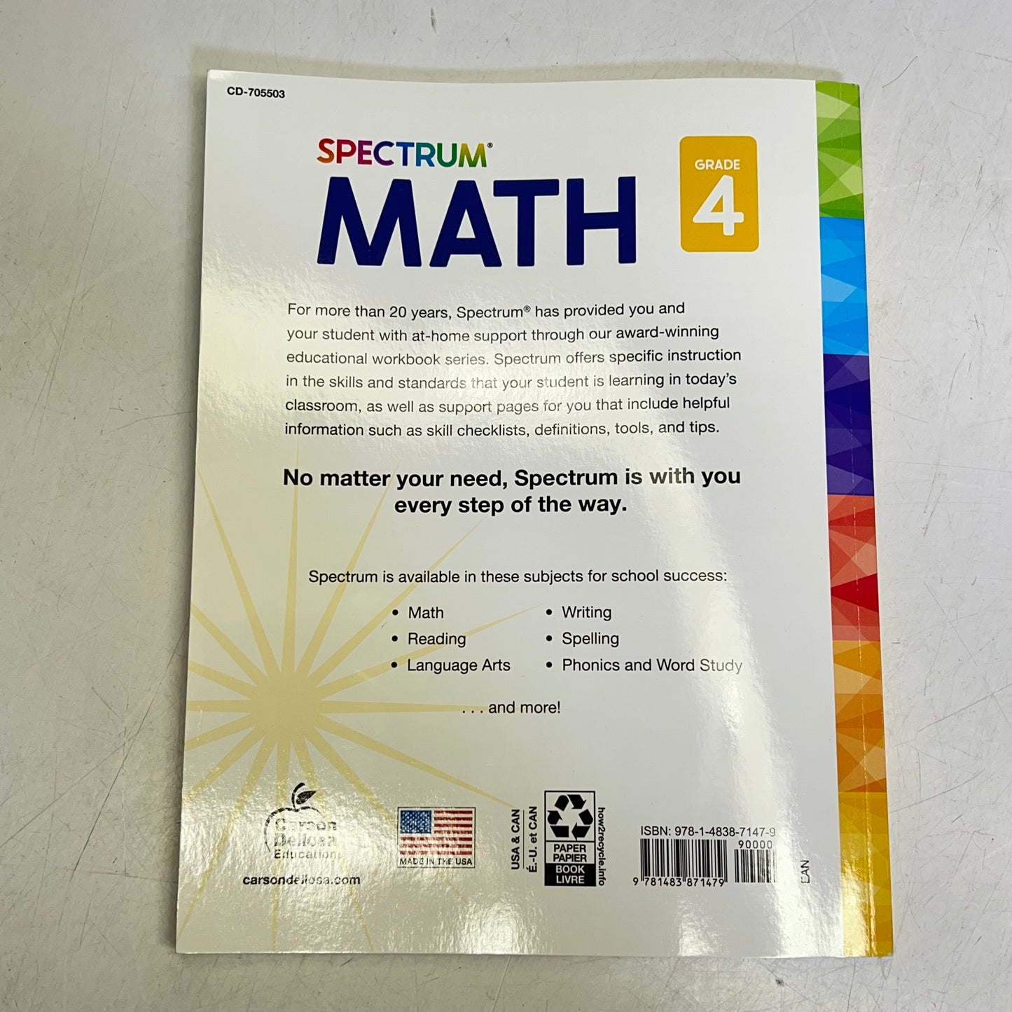 CARSON DELLOSA (2 PACK) Spectrum Math Workbook Paperback Grade 4 705503