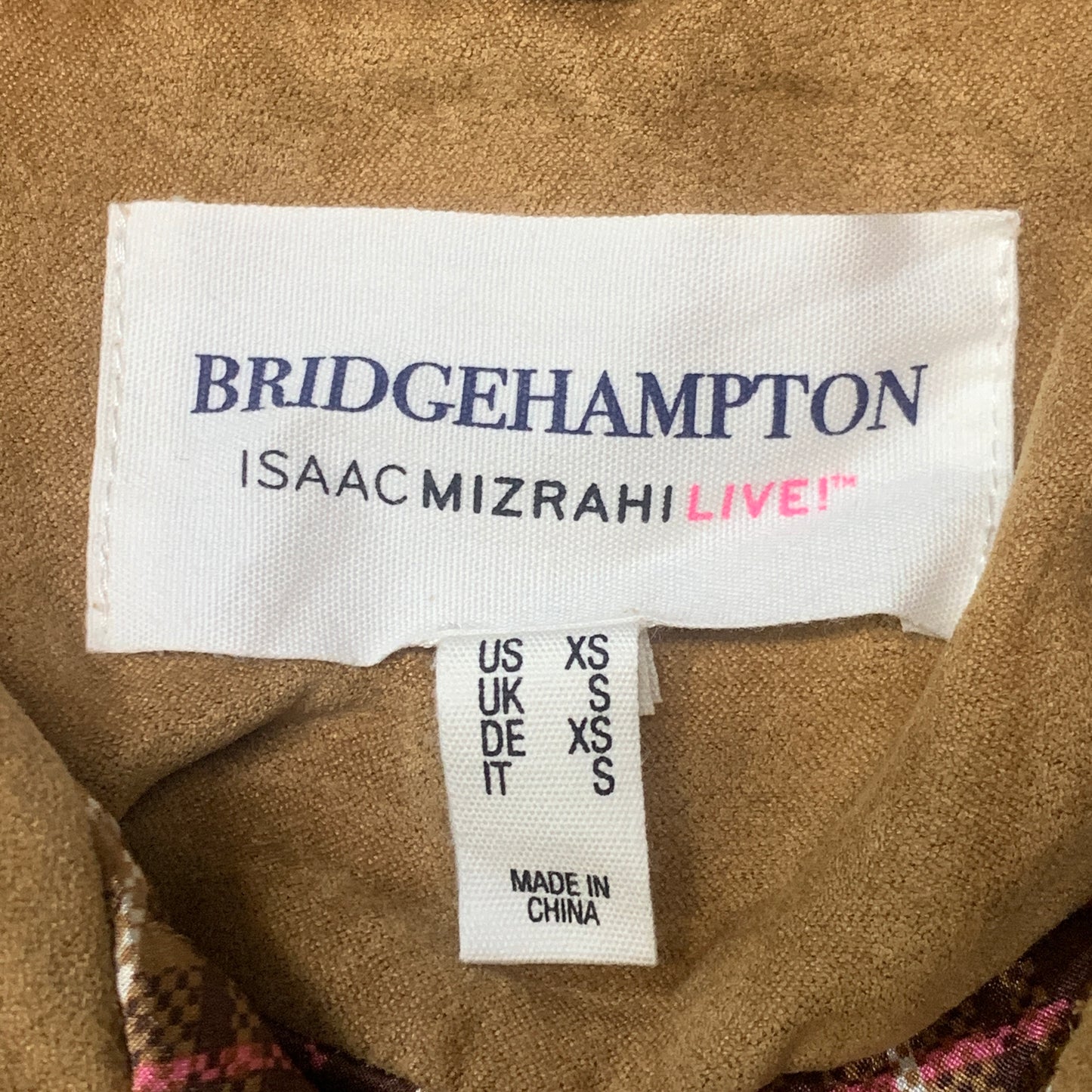 BRIDGE HAMPTON ISSAC MIZRAHI LIVE! Faux Suede Coat Full Snap Up Toffee Size XS